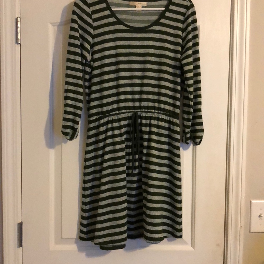 GREEN AND GREY STRIPPED DRESS